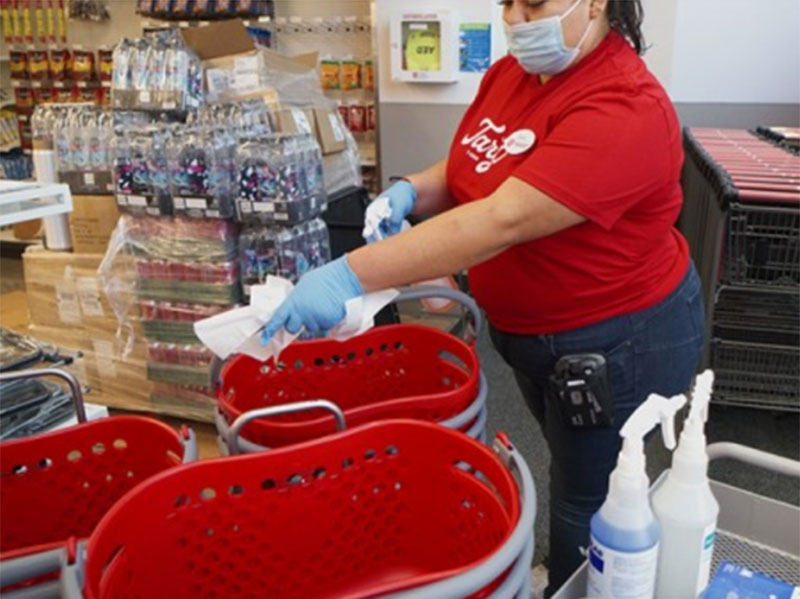 Kevin Murch byline in TotalRetail, photo showing retail employee cleaning baskets