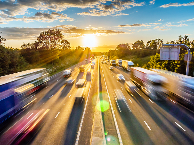 Busy streets with blurred traffic