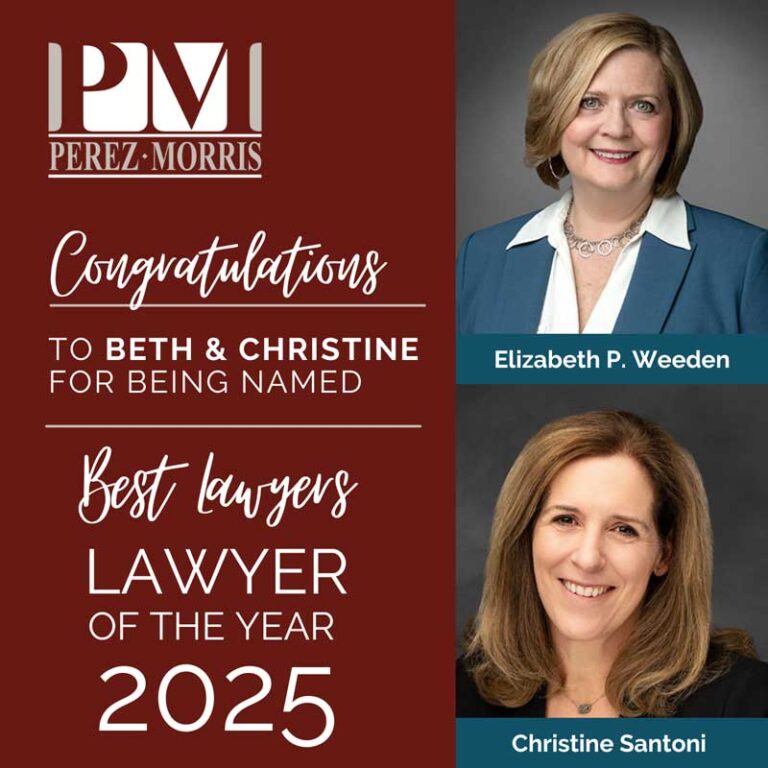 Elizabeth P. Weeden and Christine Santoni named "Lawyer of the Year" in the 2025 edition of the Best Lawyers in America©, graphic with Christine and Beth's headshots celebrating the accomplishment